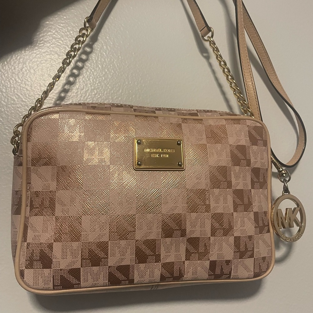 Michael Kors Pink and Gold Crossbody Bag